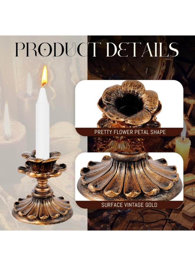 DUNISO حاملات الشموع العتيقة 3 عبوات، حاملات الشموع المعدنية النحاسية العتيقة، ديكور الشمعدان البرونزي العتيق، قوية ومتينة، لمدفأة، حفلة، تناول الطعام، المنزل، ديكور الزفاف، تناسب معظم الشموع - Image 3